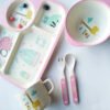 Set Vajilla Fibra Bambú Plato Comida Bebes Niños Maneaje