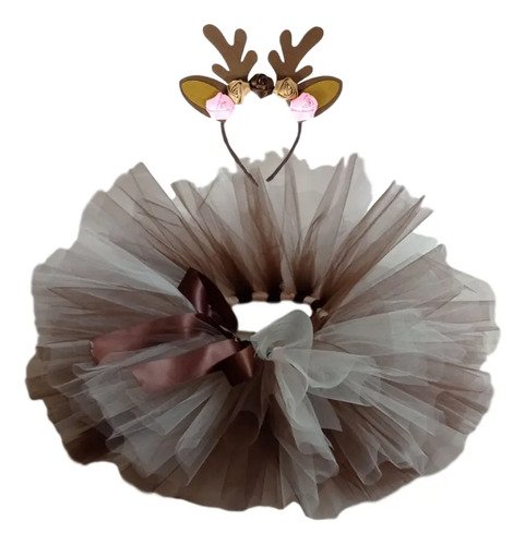Diadema Y Tutu De Reno - ¡un Toque Divertido Y Festivo Para Tu Navidad! Chocolate Unica