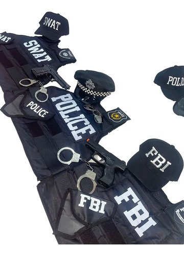Disfraz Fbi Accesorios Policía Para Cosplay Set Completo Con Chaleco, Gorra Y Accesorios!