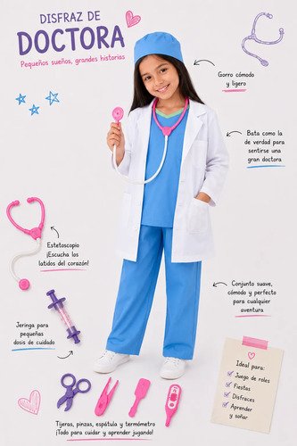 D_977814-MCO113003098073_062026-O.jpg Disfraz Doctora Niña Incluye Accesorios Disfraces Medico Agua 4