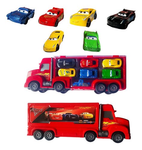 D_978564-MCO81124643676_122024-O.jpg Grua Camión Cars Rayo Mcqueen + 6 Autos Juguete Metálicos Autos Rojo