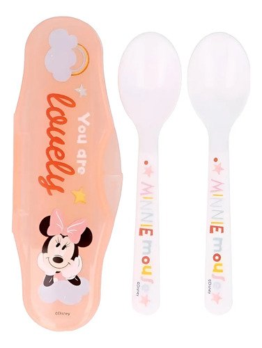 Set Cubiertos Rosado Niña Portable Minnymouse Alimentacion