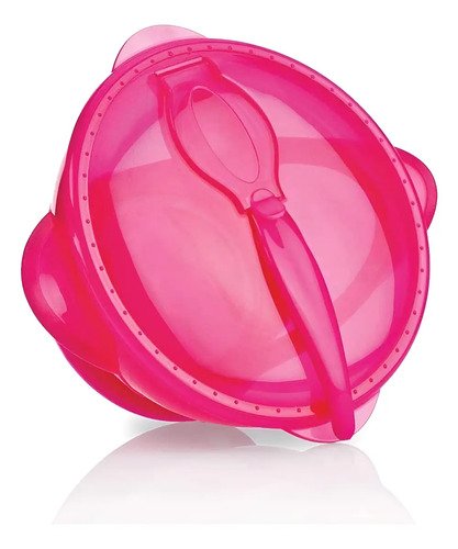D_983644-MCO95022014933_102025-O.jpg Porta Comida Bebé Rosa Plato Tapa Cuchara Nuby Bol Rosa