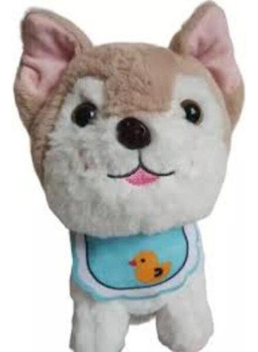 Peluche Lobo Perro Con Babero 16cm - Suave Y Divertido Marrón