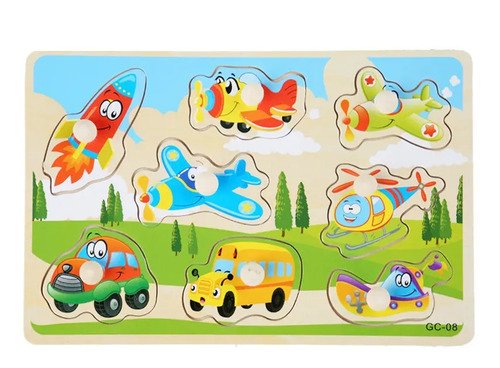 3 Tablas Armables Didácticos Rompecabezas Niños En Madera  Multicolor