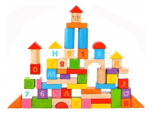 Set Bloques De Construcción X80 Piezas Con Letras Y Números 80