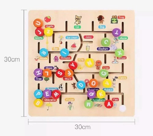 Laberinto Abecedario Madera Montessori Juego Juguetes Niños