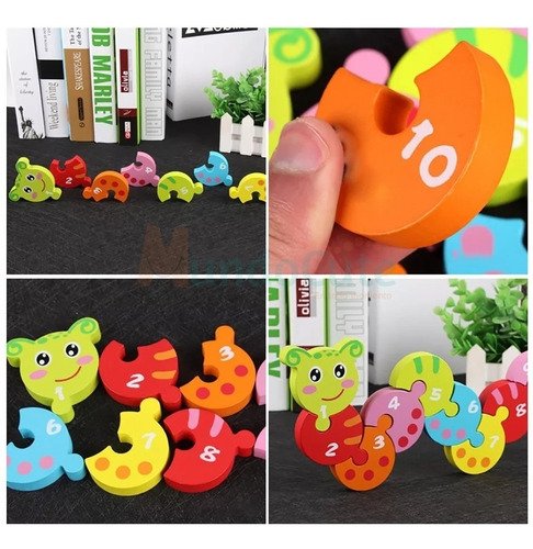 Rompecabezas Números Para Niños De Oruga En Madera Didáctico