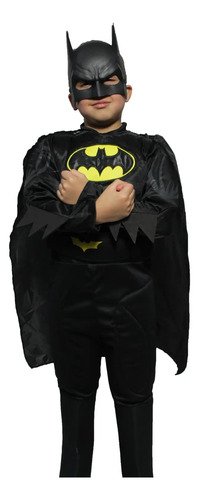 D_986545-MCO89499009365_082025-O.jpg Disfraz Batman Niño Con Capa Y Máscara Héroes De Halloween Mundocute