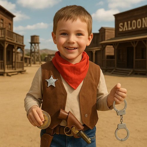 Kit Vaquero Completo - Chaleco, Pañoleta, Pistola Y Accesorios Incluidos Varios Unica