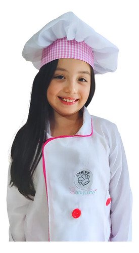 D_987596-MCO92903919518_092025-O.jpg Disfraz Chef Rosa Niña Disfraces Cocinera Premium 3 Piezas