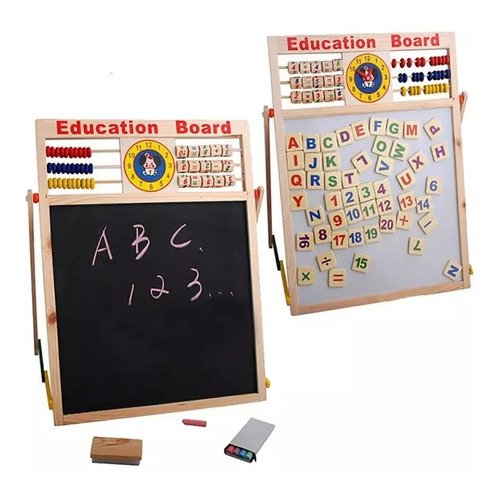D_988937-MCO41722679322_052020-O.jpg Tablero Mágico Pizarra 2 En 1 Madera Con Ábaco, Letras Y #