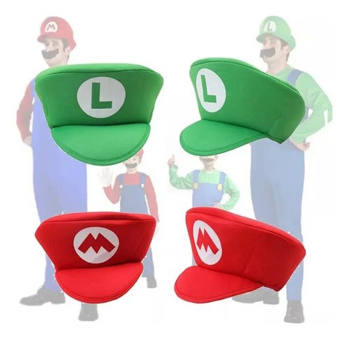 D_990464-MCO78828947040_092024-O.jpg Gorro Mario Y Luigi Infantil Para Disfraz Verde