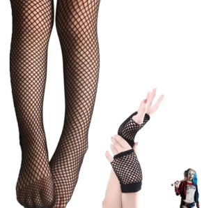 Accesorios Disfraz Harley Quinn Medias Malla + Guantes