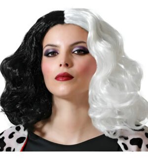 D_991031-MCO93573722772_102025-O.jpg Peluca Cruella De Vil Negro Y Blanco Accesorio Disfraz Negro