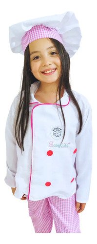 Disfraz Chef Rosa Niña Disfraces Cocinera Premium 3 Piezas