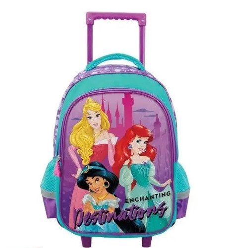 Combo Maleta Morral Rueda Lonchera Niña Princesa Cenicienta Rosa
