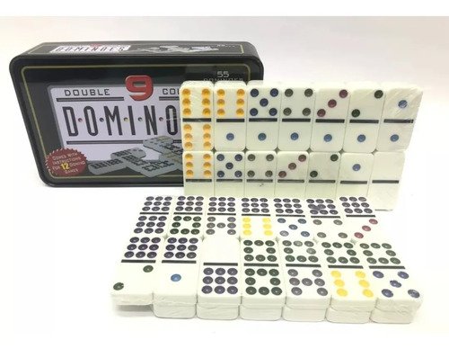 D_993792-MCO80558049976_112024-O.jpg Dominó Premium Doble 12 Con Caja Metálica |puntos De Colores