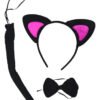 Disfraz Orejas De Gato Kit 3 Cute Accesorios Negro