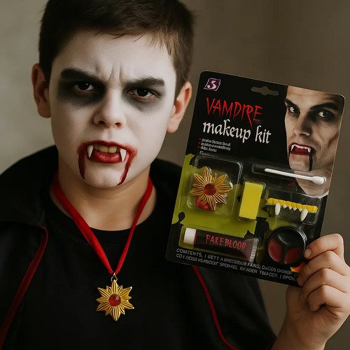 D_996210-MCO92116226988_092025-O.jpg Maquillaje Vampiro Disfraz Pintucarita Sangre Colmillos