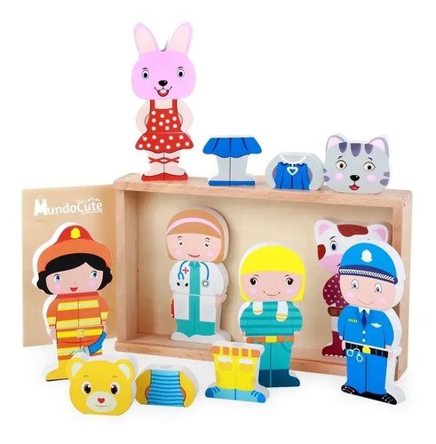 Juego Bloques Montessori Vestir Personajes Juguete Roles