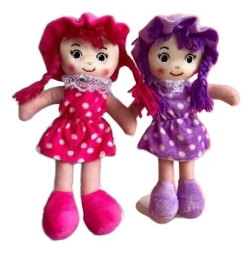 Muñecas De Trapo 25cm - Hechas A Mano Y Coloridas Rojo