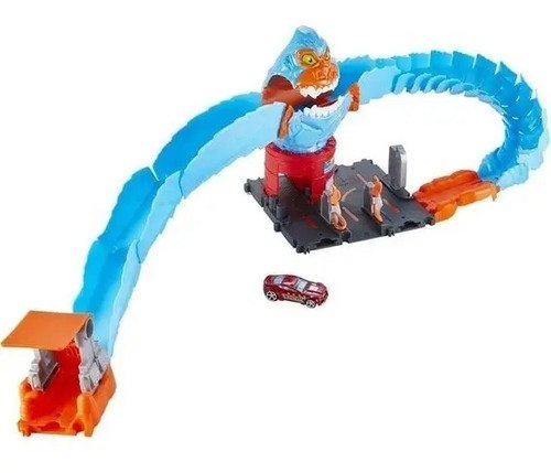 Pista Ataque Gorila Gigante Azul Hotwheels Carro Pequeño