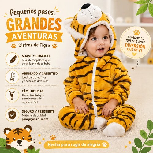 Disfraz Bebé Animales Pijama Disfraces Animalitos Niños Naranja Claro 18 A 24 Meses