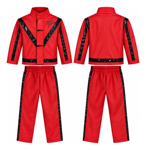 Disfraz Michael Jackson Thriller Para Niño Cosplay Rojo 4