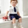 Disfraz Piloto Avión Para Bebés Disfraces Niños Halloween Blanco 6 A 9 Meses