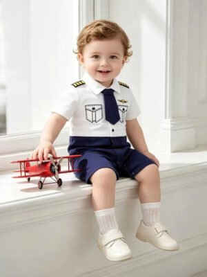D_692889-MCO116047485966_092026-O.jpg Disfraz Piloto Avión Para Bebés Disfraces Niños Halloween Blanco 6 A 9 Meses
