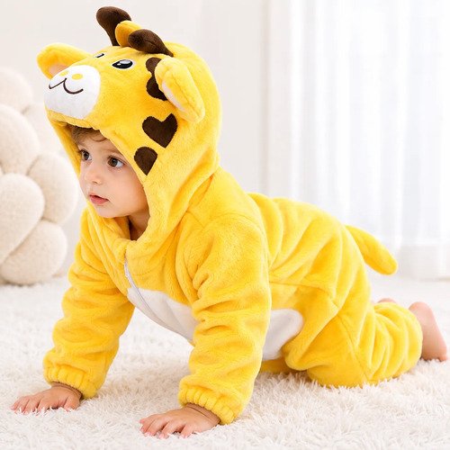 D_696843-MCO116624978331_082026-O.jpg Disfraz Bebé Animales Pijama Disfraces Animalitos Niños Amarillo 0 A 6 Meses