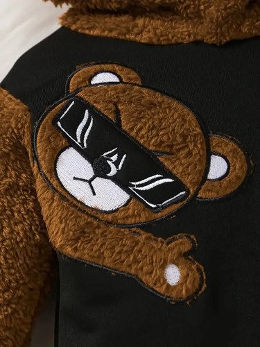 Conjunto Sudadera Con Capucha Oso De Peluche Para Niños Negro 24 Meses