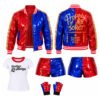 Disfraz de Harley Quinn para mujer – set de 4 piezas metalizado