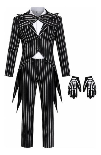 Disfraz de Jack Skellington para hombre – traje de rayas con colas