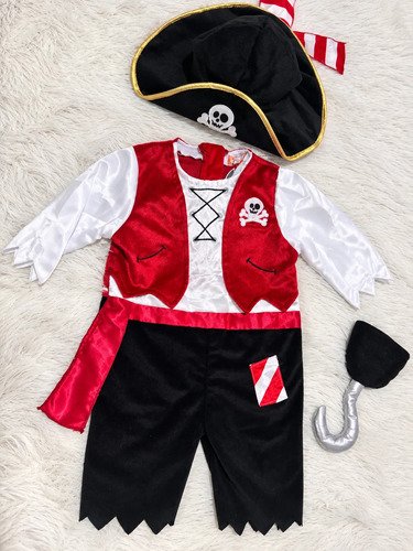 Disfraz Capitan Pirata Bebé Diseño Premium Disfraces Bebes Blanco 12 Meses