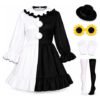 D_787324-MCO118128858315_092026-O.jpg Disfraz de payasa Pierrot para mujer – vestido blanco y negro con accesorios
