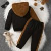Conjunto Sudadera Con Capucha Oso De Peluche Para Niños Negro 24 Meses