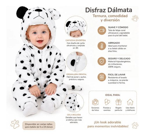 D_820588-MCO116624831899_082026-O.jpg Disfraz Bebé Animales Pijama Disfraces Animalitos Niños Blanco 18 A 24 Meses