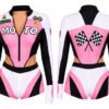 Disfraz de piloto de moto para mujer – body rosado