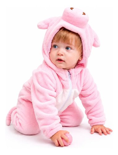 D_835254-MCO115219957154_082026-O.jpg Disfraz Bebé Animales Pijama Disfraces Animalitos Niños Rosa Pálido 18 A 24 Meses