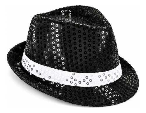 D_882295-MCO117779711177_092026-O.jpg Kit Disfraz Michael Jackson Sombrero Corbata Lentejuelas Negro Única