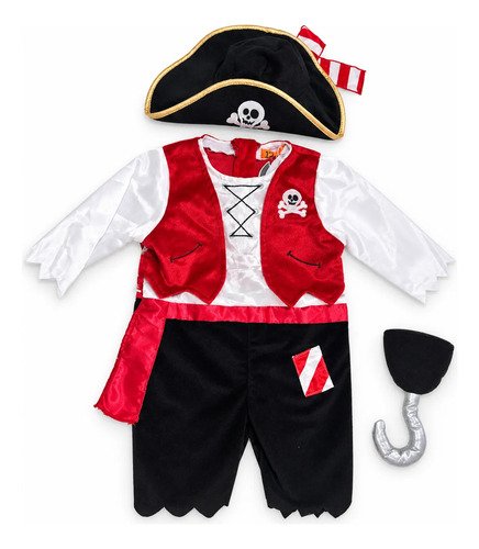 Disfraz Capitan Pirata Bebé Diseño Premium Disfraces Bebes Blanco 12 Meses