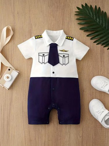 Disfraz Piloto Avión Para Bebés Disfraces Niños Halloween Blanco 6 A 9 Meses
