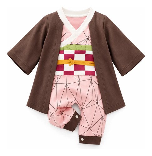 D_963883-MCO116273194192_092026-O.jpg Disfraz De Bebé Nezuko Demon Slayer Cosplay Disfraces Rosa Claro 6 A 9 Meses