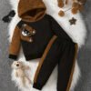 Conjunto Sudadera Con Capucha Oso De Peluche Para Niños Negro 24 Meses