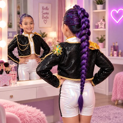 Trenza Morada Rumi Kpop Demon Hunters Tupida Para Disfraz Violeta Oscuro